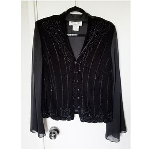 Black Velvet Beaded Evening Jacket 16
